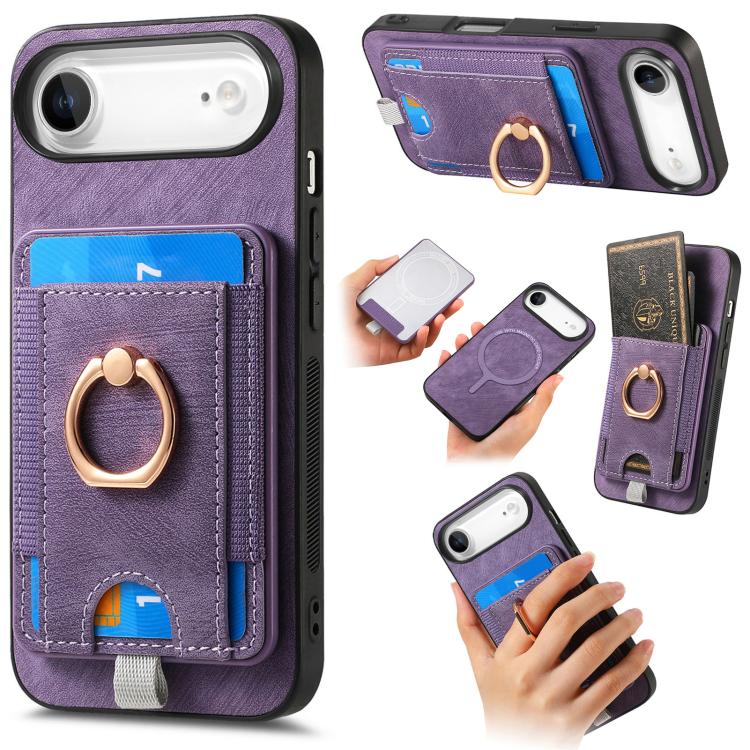 Retro Splitable Magnetic Card Bag Leather Phone Case