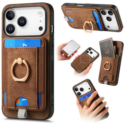 Retro Splitable Magnetic Card Bag Leather Phone Case