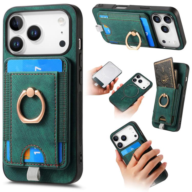 Retro Splitable Magnetic Card Bag Leather Phone Case