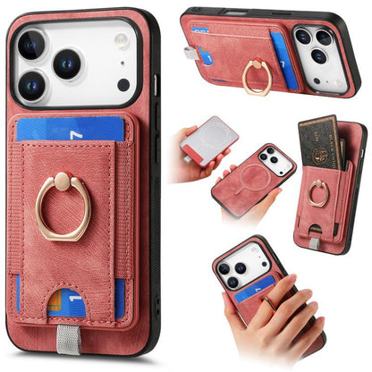 Retro Splitable Magnetic Card Bag Leather Phone Case