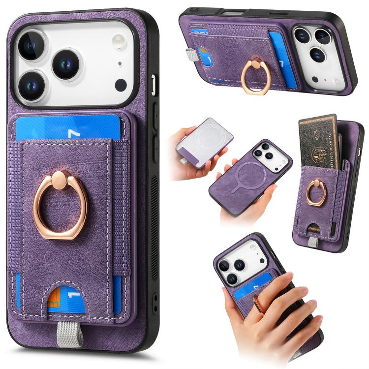 Retro Splitable Magnetic Card Bag Leather Phone Case