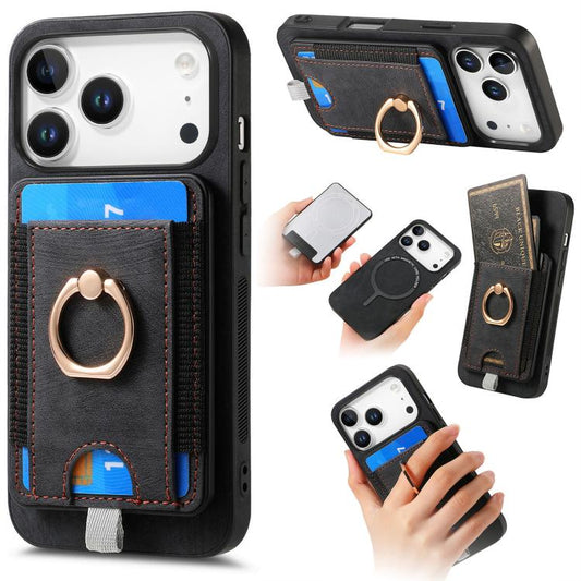Retro Splitable Magnetic Card Bag Leather Phone Case