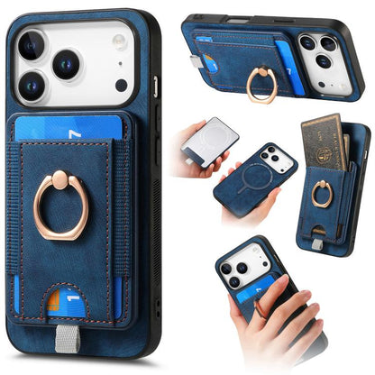 Retro Splitable Magnetic Card Bag Leather Phone Case