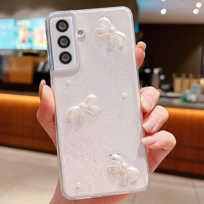 Pearl Bow Glitter Epoxy TPU Phone Case