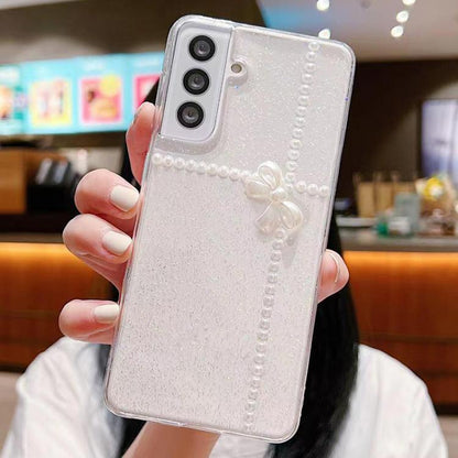 Pearl Bow Glitter Epoxy TPU Phone Case