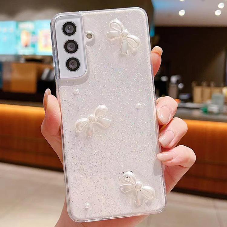 Pearl Bow Glitter Epoxy TPU Phone Case