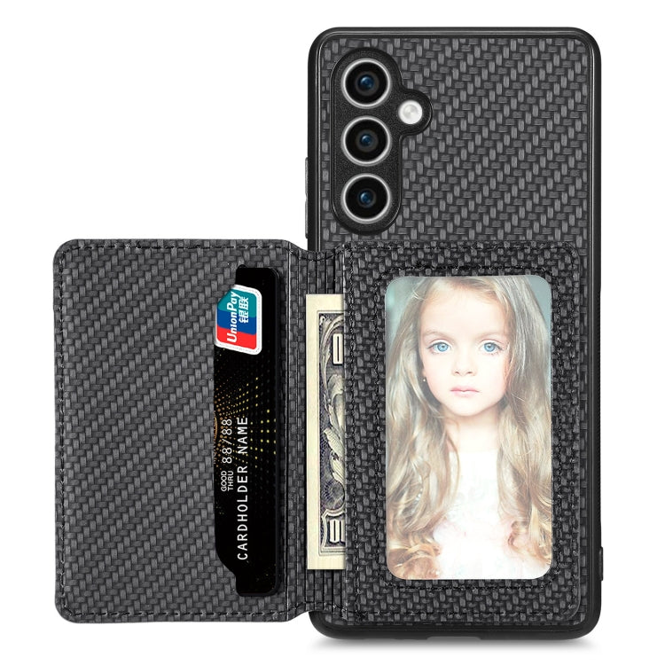 Carbon Fiber Magnetic Card Wallet RFID Blocking Phone Case