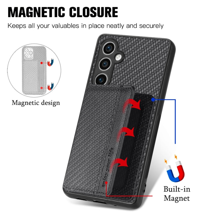 Carbon Fiber Magnetic Card Wallet RFID Blocking Phone Case