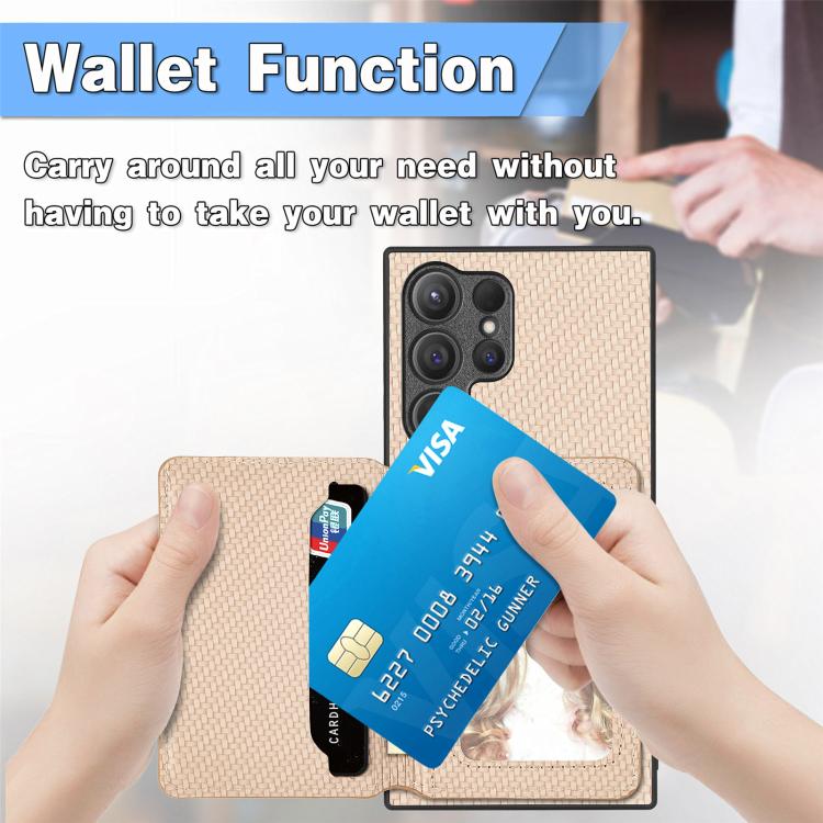 Carbon Fiber Magnetic Card Wallet RFID Blocking Phone Case