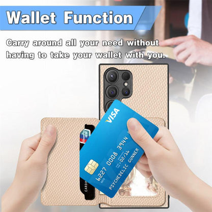 Carbon Fiber Magnetic Card Wallet RFID Blocking Phone Case