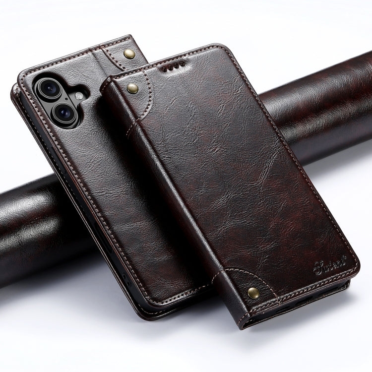 Suteni Baroque Calf Texture Buckle Wallet Leather Phone Case