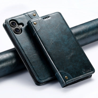 Suteni Baroque Calf Texture Buckle Wallet Leather Phone Case