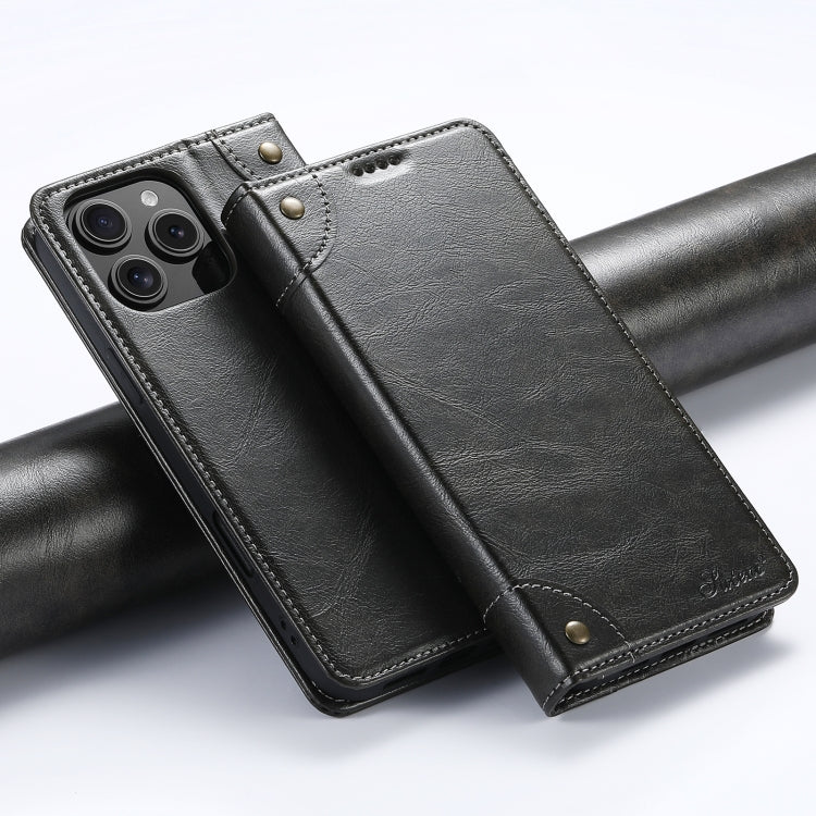 Suteni Baroque Calf Texture Buckle Wallet Leather Phone Case