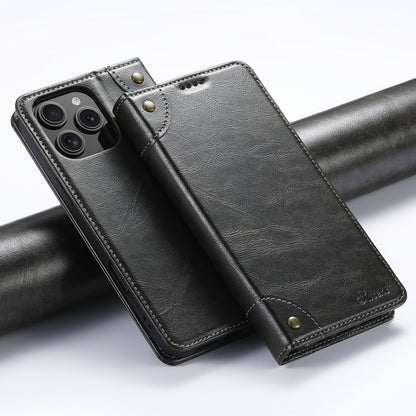 Suteni Baroque Calf Texture Buckle Wallet Leather Phone Case