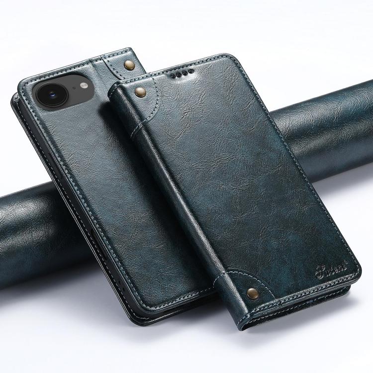 Suteni Baroque Calf Texture Buckle Wallet Leather Phone Case