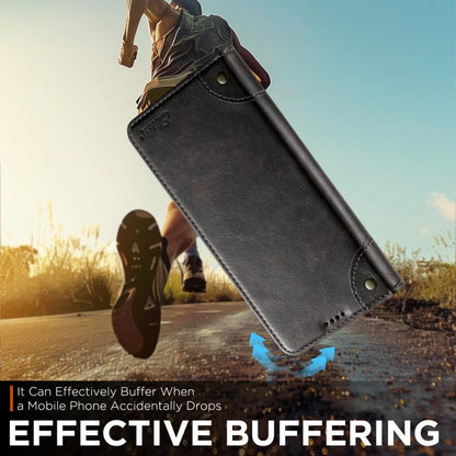 Suteni Baroque Calf Texture Buckle Wallet Leather Phone Case