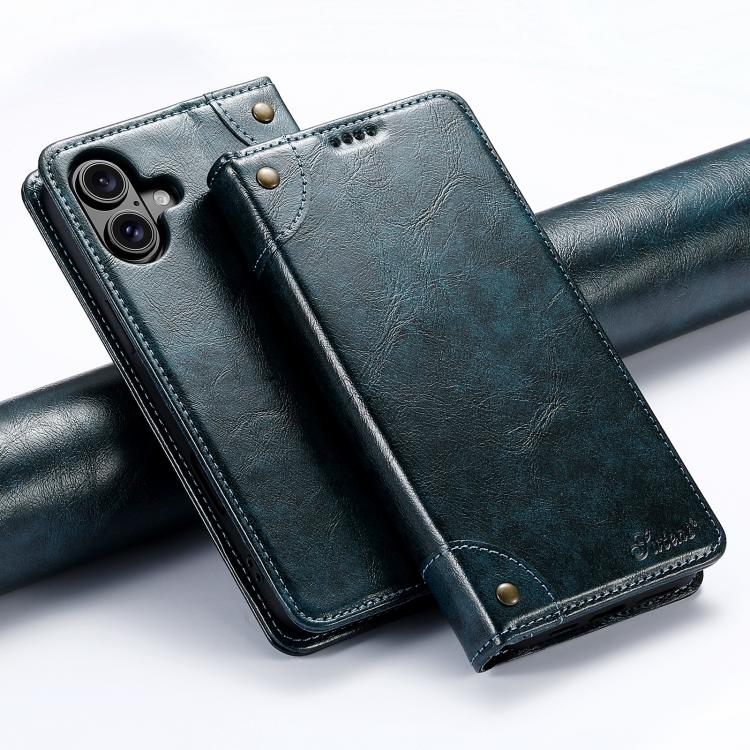 Suteni Baroque Calf Texture Buckle Wallet Leather Phone Case