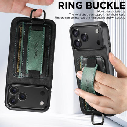 Suteni H13 Card Wallet Wrist Strap Holder PU Phone Case