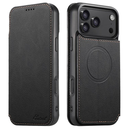 Suteni J06 Retro Matte Litchi Texture Leather MagSafe Phone Case