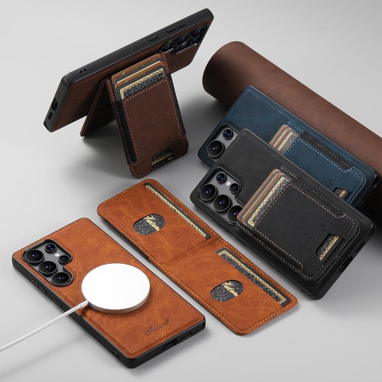 Suteni H17 Litchi Texture Leather MagSafe Detachable Wallet Phone Case