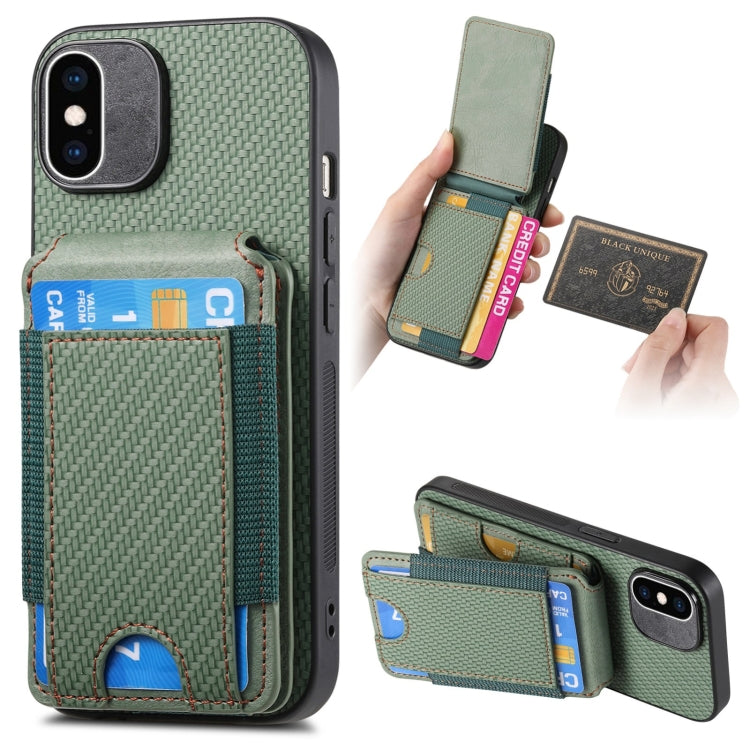 Carbon Fiber Vertical Flip Wallet Stand Phone Case