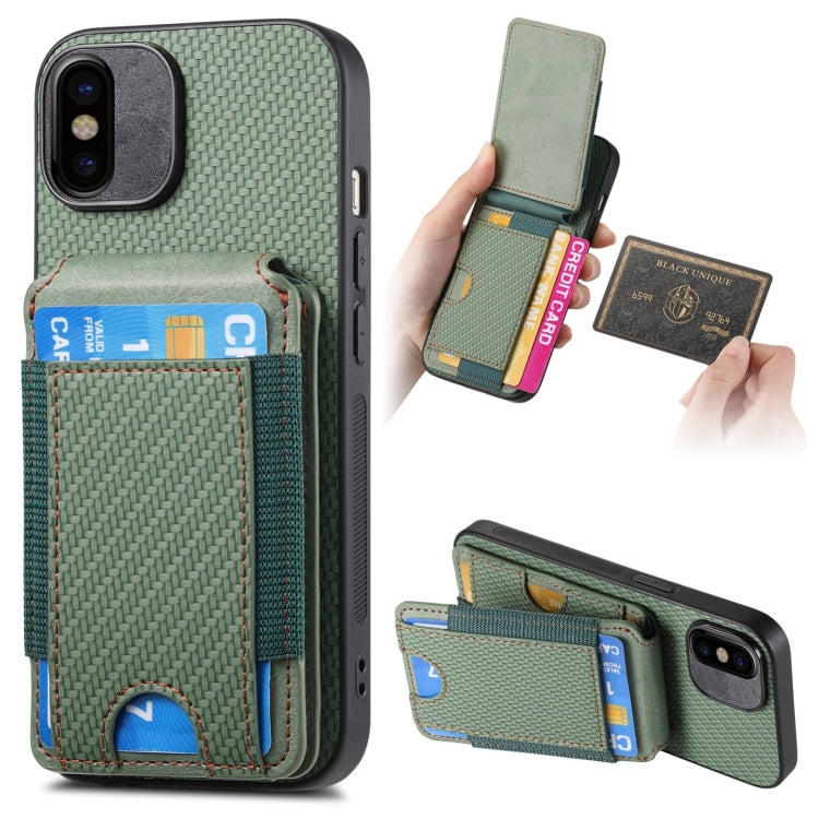 Carbon Fiber Vertical Flip Wallet Stand Phone Case