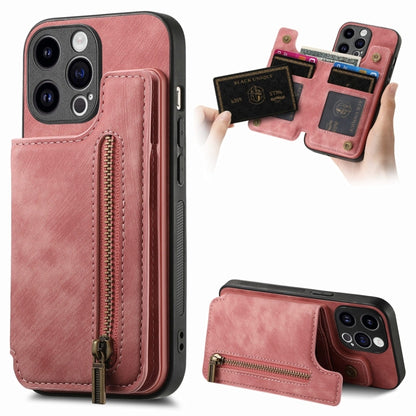 Retro Leather Zipper Wallet Back Phone Case