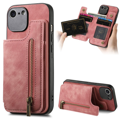 Retro Leather Zipper Wallet Back Phone Case