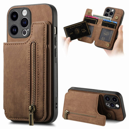 Retro Leather Zipper Wallet Back Phone Case