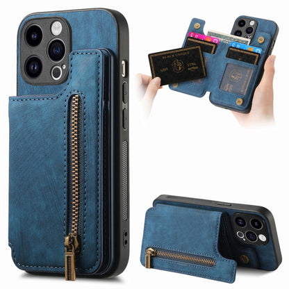 Retro Leather Zipper Wallet Back Phone Case