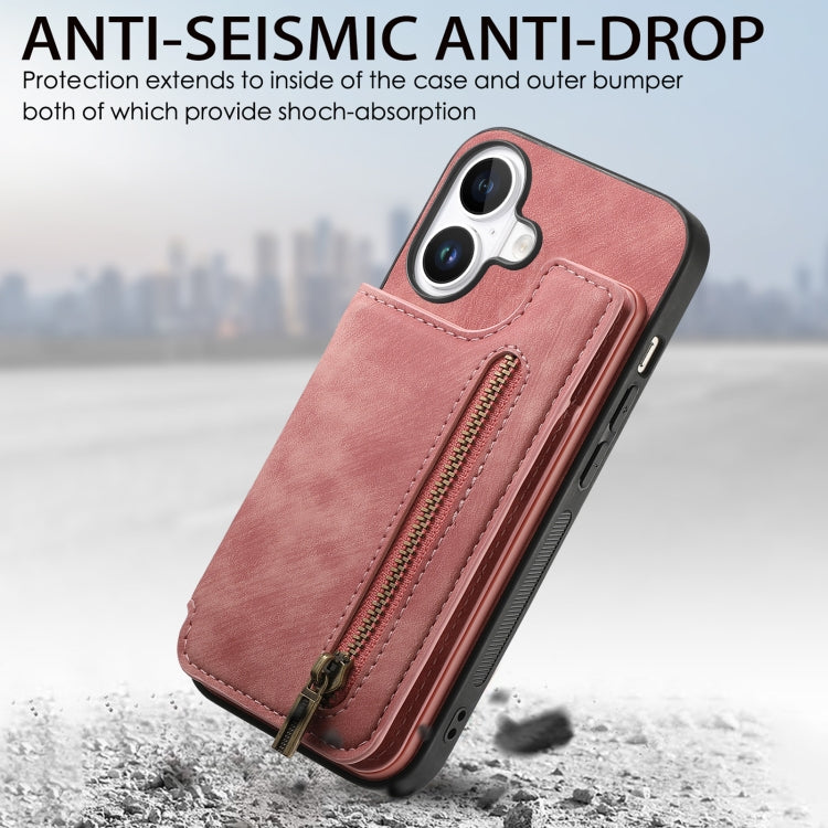 Retro Leather Zipper Wallet Back Phone Case