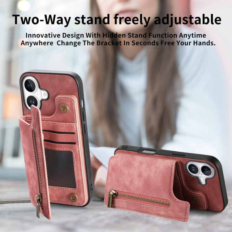 Retro Leather Zipper Wallet Back Phone Case