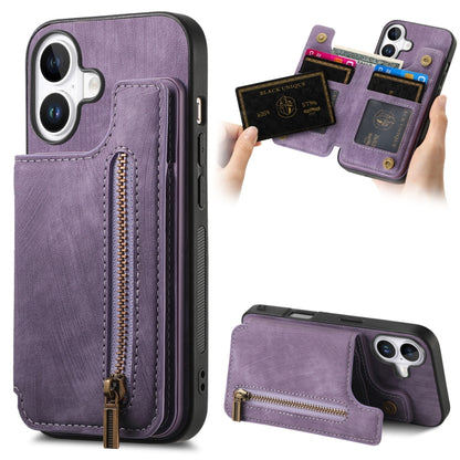 Retro Leather Zipper Wallet Back Phone Case