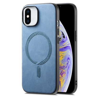 Solid Color Retro Magsafe PU Back Cover Phone Case