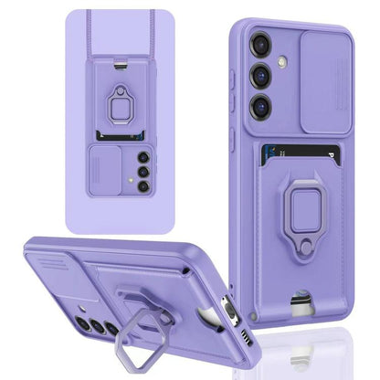 Sliding Camshield Magnetic Card Holder Silicone Phone Case