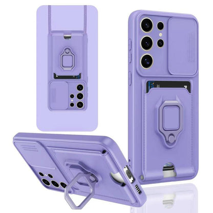 Sliding Camshield Magnetic Card Holder Silicone Phone Case