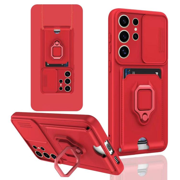 Sliding Camshield Magnetic Card Holder Silicone Phone Case