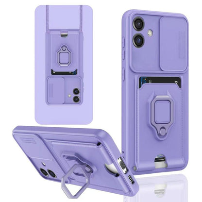 Sliding Camshield Magnetic Card Holder Silicone Phone Case