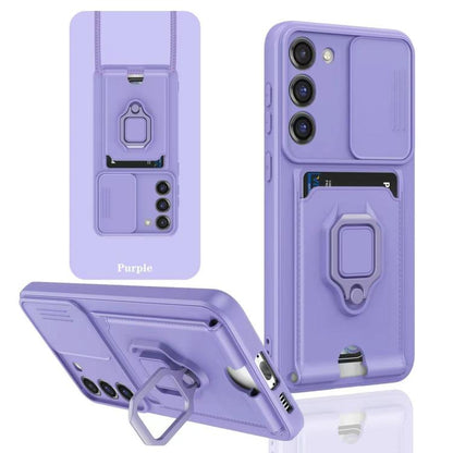 Sliding Camshield Magnetic Card Holder Silicone Phone Case