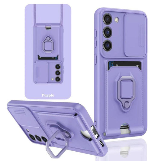 Sliding Camshield Magnetic Card Holder Silicone Phone Case