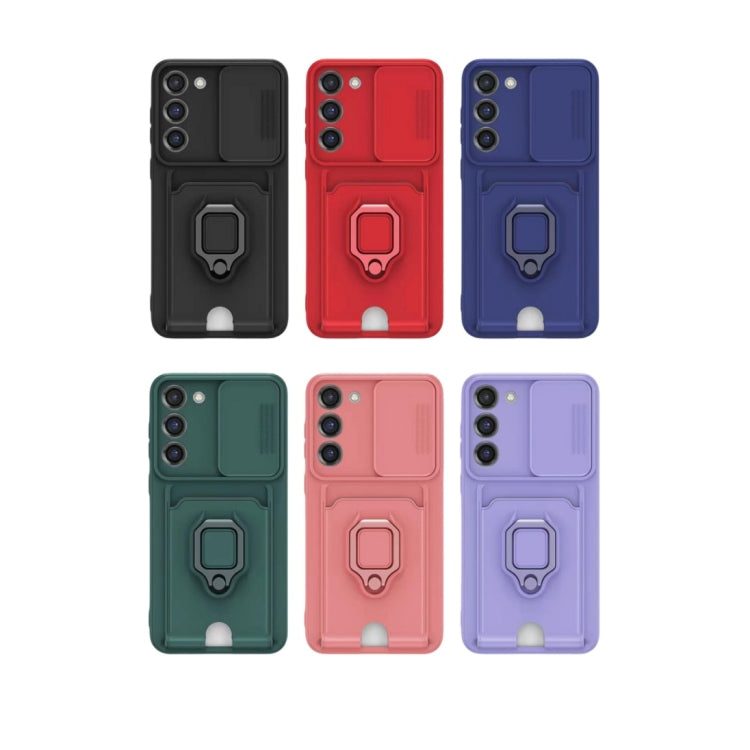 Sliding Camshield Magnetic Card Holder Silicone Phone Case