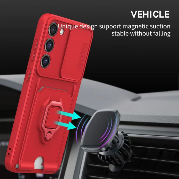 Sliding Camshield Magnetic Card Holder Silicone Phone Case