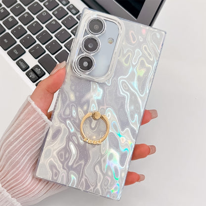 Plating Glitter Texture Ring Holder TPU Phone Case with Lens Film