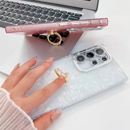 Plating Glitter Texture Ring Holder TPU Phone Case with Lens Film