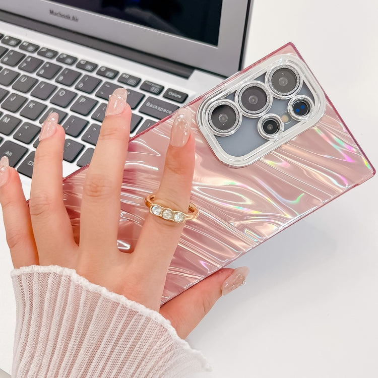 Plating Glitter Texture Ring Holder TPU Phone Case with Lens Film