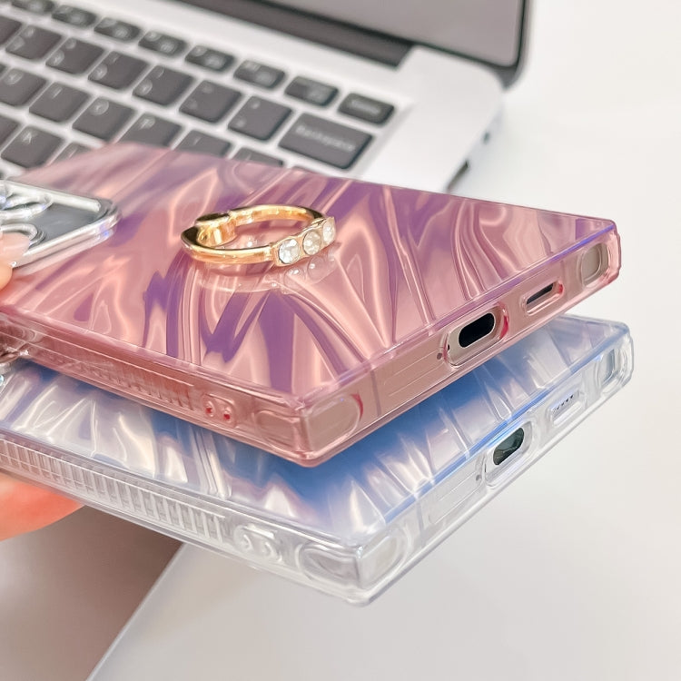 Plating Glitter Texture Ring Holder TPU Phone Case with Lens Film