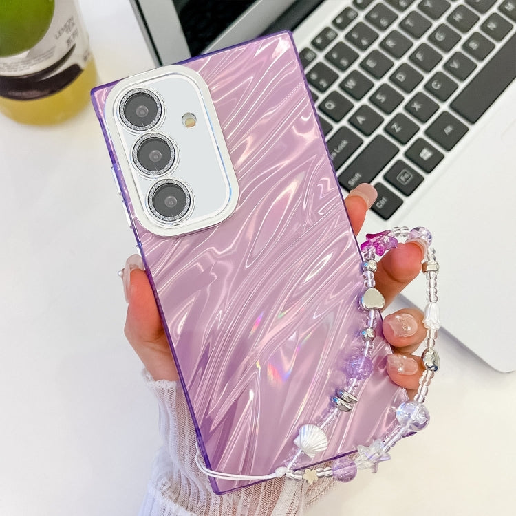 Plating Glitter Texture Chain Wristband TPU Phone Case with Lens Film