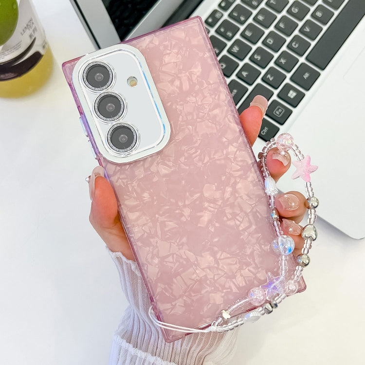 Plating Glitter Texture Chain Wristband TPU Phone Case with Lens Film