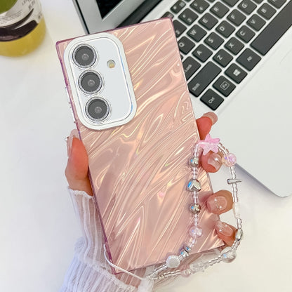 Plating Glitter Texture Chain Wristband TPU Phone Case with Lens Film