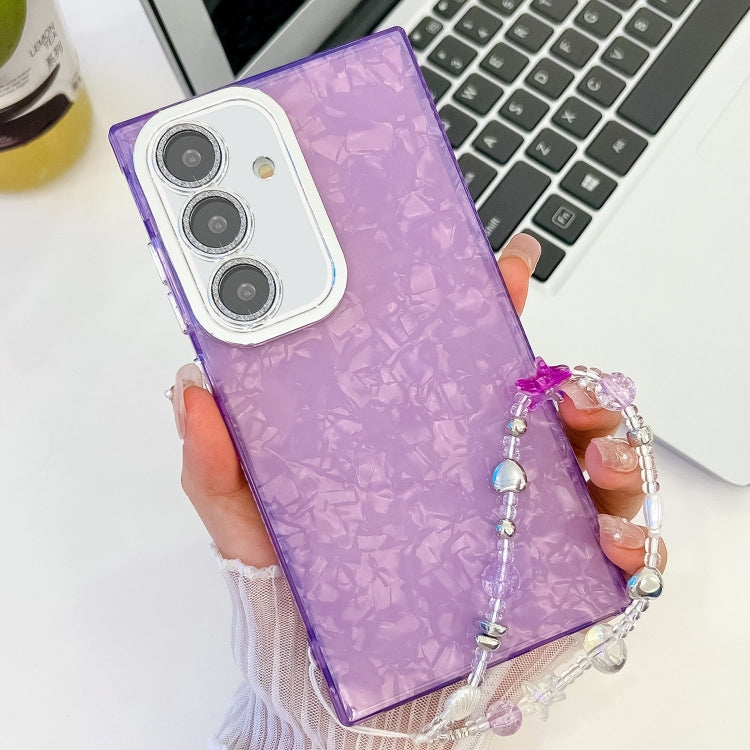 Plating Glitter Texture Chain Wristband TPU Phone Case with Lens Film
